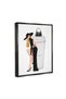 Fashion Wall Art Stylish Fashion Female Pose Coffee Designer Purse Jet Black Framed Floating Canvas 3Ready to Hang