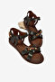 Girl's Green Comfortable Beaded Sandals