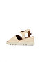 Cream Leather Women's Wedge Heeled Sandals - 4