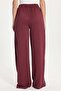 Women's relaxed fit corduroy pants with drawstring waist, elasticated stripes, and double pockets - burgundy - 6