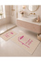 Pink Shower Themed Patterned Bath Mat with Velvet Dot Base - 4