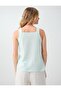 Mint Green Square Neck Sleeveless Linen Blend Woven Blouse - 6