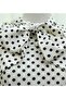 Polka Dot Viscose Dress with Scarf Collar and Belt - White - 4