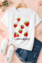 Women's Strawberry Daisy Flower Printed Oversize Crew Neck Cotton Casual Combed Cotton T-Shirt - 2