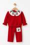 Baby girl cherry/strawberry embroidered lace collar 2-piece set red bottom top tracksuit set 6-24 months - 2