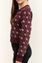 Sarah Women's Wool Blend Knitwear Cardigan Burgundy - 3