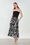 Women's Belted Floral Patterned Long Chiffon Skirt - Black - 5