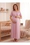 New Season Powder Summer Double-Breasted Collar Special Design Flounce Sleeve 100% Cotton Maternity Dressing Gown Nightgown Set - 3