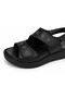 Flora Black Genuine Leather Women's Sandals -Comfortable for Daily Wear- - 5