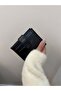 Women's Black Multi-Compartment Snap Fastener Mini Leather Wallet and Card Holder 9cm X 12cm - 3