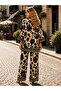 Black Ethnic Floral Pattern Top and Bottom Trend Kimono Set - 3