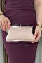 Women's Powder Satin Stone Evening Dress Bag - Chain Strap Hand and Shoulder Bag with Silver Accessories