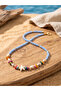 Blue Crystal Beaded Summer Necklace with Starfish and Shell Detail in Natural Stone - 2