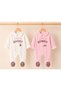 Newborn Baby Girl Romper Set with Embroidery Detail, Cotton Long Sleeve Baby Romper - 2