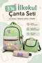 Green Tr4 3-Piece Primary School Bag Set Girls' Backpack + Foil-Lined Lunch Box + Camping Bag