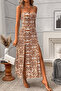 New Season Women's Rope Strap Cross Tie Back Detail Slit Patterned Midi Single Jersey Dress - 3