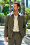 Green Berber Collar Slim Fit Flexible Coat 1007260154 - 3
