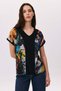 V-Neck Front Cube Stone Digital Printed T-Shirt - 3