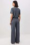 Women's Crop Short Sleeve Crew Neck Wide Leg Pique Knitted Suit Zipper Closure Comfortable Casual Modern - 5