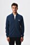 Men's Indigo Slim Fit Scuba Waterproof Fabric Basic College Collar Sweatshirt K28324988301 - 3