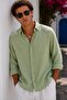 Men's Muslin Fabric Long Sleeve Green Shirt Relaxed Fit Ls-19848 - 3