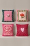 Pink Hearts Patterned 4-Piece Throw Pillow Cover Set - 3