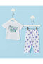Infant Girls White Printed 2 Piece Pyjama Set