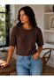 Crew Neck Self-Patterned Perforated Comfortable T-Shirt