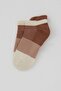 Girls' Sports Booties Socks with Block Pattern, Ages 5-12, Brown
