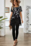 New Season Women's Short Sleeve Crew Neck Patterned Top Sandy Bottom Tulle Asymmetrical Detailed Blouse - 5