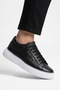 Men's Black Floater Genuine Leather Platform Sole Sneaker Casual Sports Shoes - 5