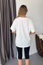 Women's crew neck t-shirt with rhinestone flamingo design - white - 5195 - 5