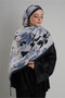 Anthracite Zera Shawl Collection Italian Stitched Miracle Fabric Floral Patterned 202132_25 - 2
