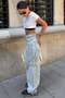 Light Blue Cargo Belt Detailed Baggy Women's Jeans Mg2874 - 3