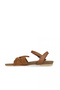 Tan Suede-Leather Women's Flat Sandals - 4