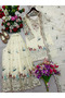 Ivory Chinon Silk Embroidered Sharara Suit - HRT8416 | Ivory - 4