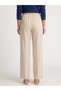 Women's Cream High Waist Tie Belted Wide Leg Fabric Trousers - 4