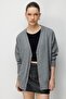 Mixray Long Ribbed Knit Cardigan with V-Neck and Button Closure - 4
