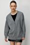 Mixray Long Ribbed Knit Cardigan with V-Neck and Button Closure - 3