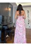 Pink Floral Patterned Strappy Maxi Dress - 8