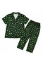 55806-26 Plus Size Women's Pajamas Set 3Xl-5Xl Short Sleeve Buttoned Patterned Comfortable Home Wear Set - 8