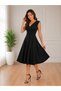 Women's Skirt with Volan Detail, Double Breasted Collar, Crepe Dress - 2