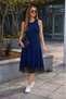 Women's Strappy Round Neck Midi Dress with Ruffled Hem