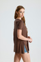 Slit Sleeve Folded Casual T-Shirt