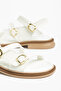 Women's White Leather Buckle Detailed Ankle Strap Casual Sandals - 4
