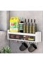 Spice Rack Wall Mount with6 Hooks, Handling Shelf Storage with 2 Drawers, Kitchen Shelf Rack, Bathroom Shower Rack - 6