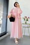 Premium Ruffle Detailed Siena Muslin Skirt Set - Pink - 6