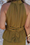 Oil Green Brooched Halter Neck Jumpsuit - 5