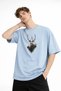 Deer - Oversize Men's T-Shirt Baby Blue - 3