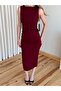 Burgundy Draped Midi Dress - 0506 - 2